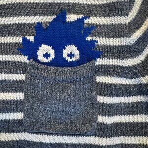 J. Crew/Crewcuts Kids Gray and White Crewneck Sweater – 100% Cotton – Size 12